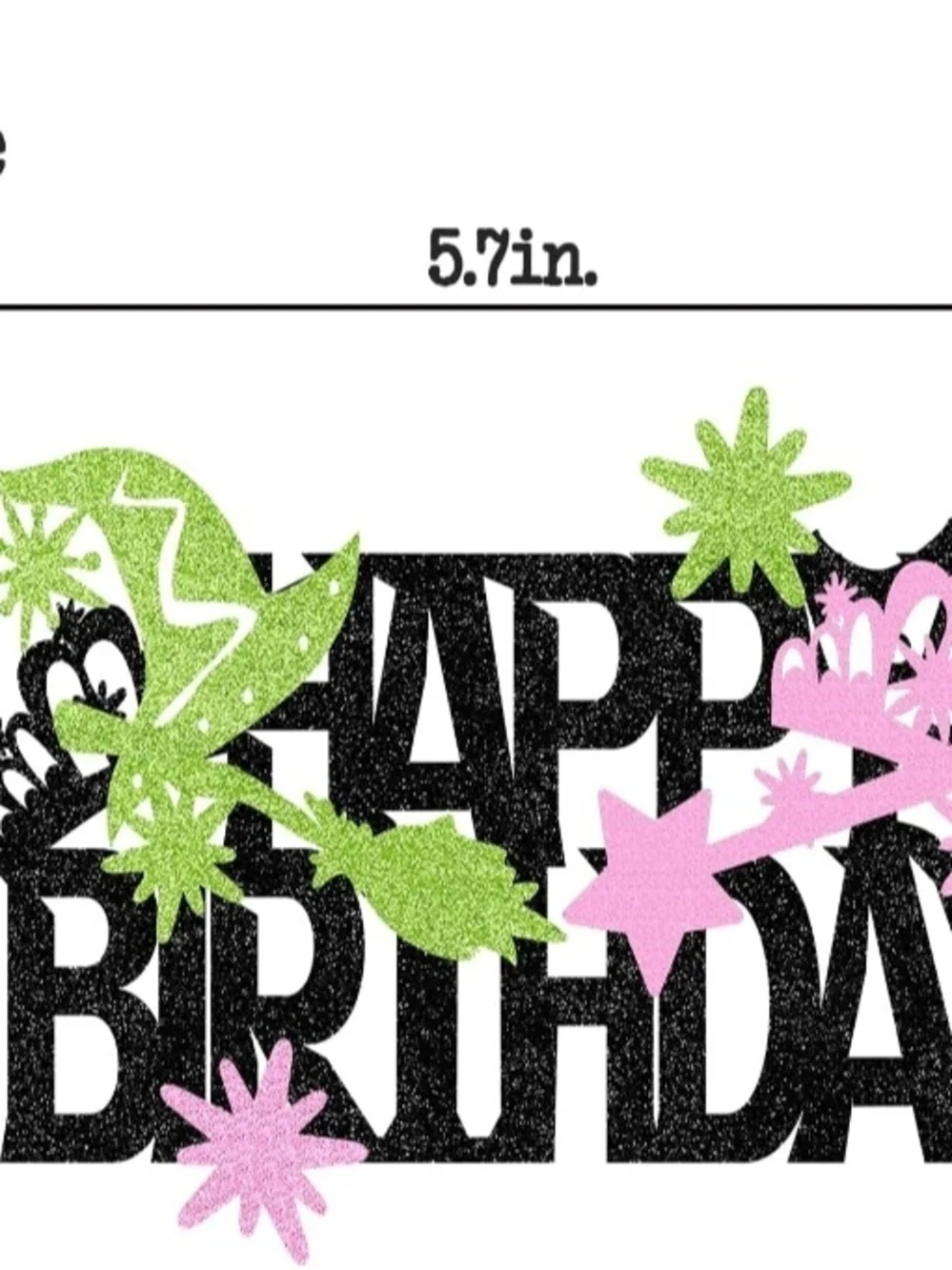 Glitter Wicked Inspired Happy Birthday Cake Topper Picks - Pink & Green